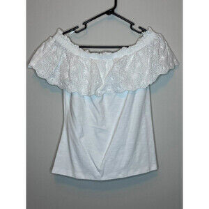 Q&A White Eyelet Lace Off-the-Shoulder Top | Medium | Boho Summer Blouse